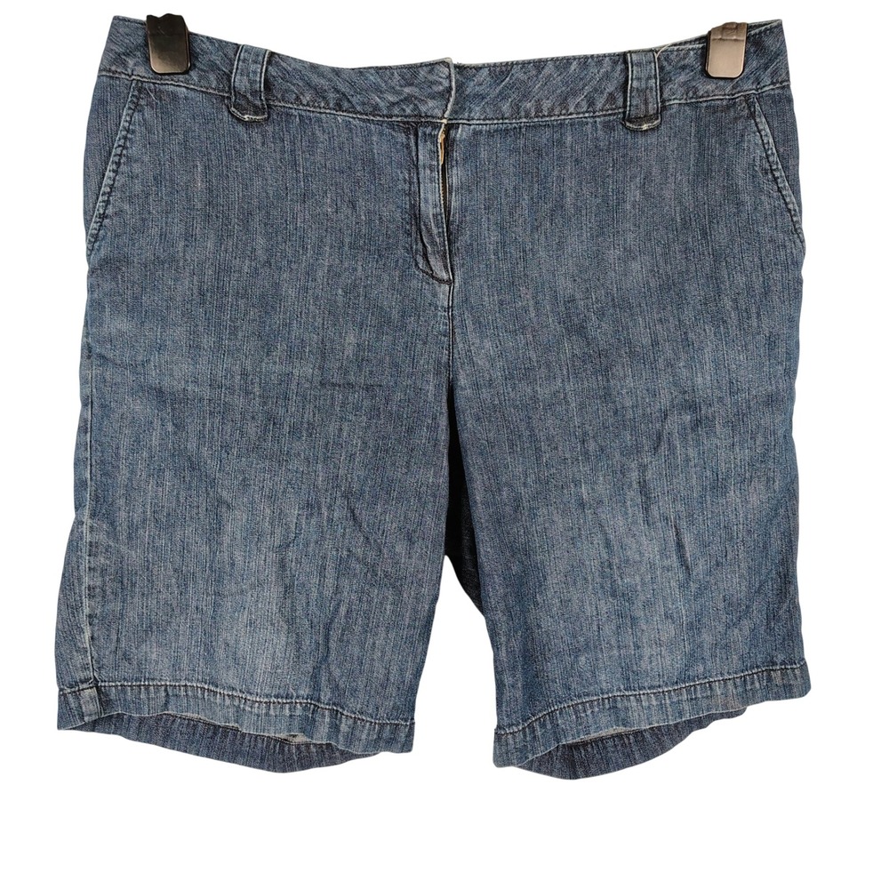 Talbots Womens 14P Denim Shorts Blue Cotton Coastal Grandma Preppy Classic